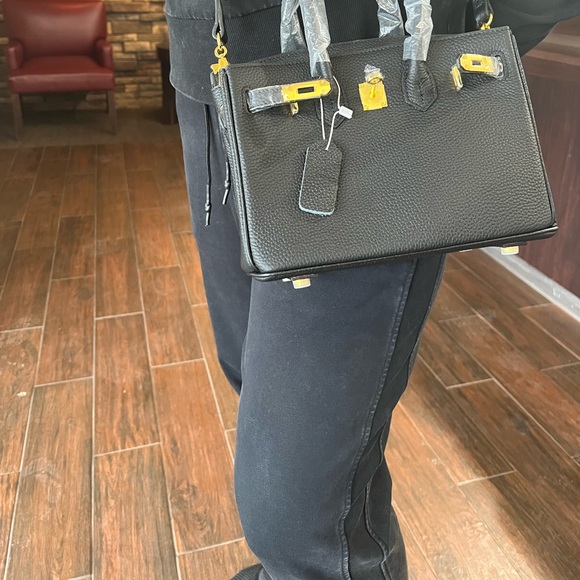 $SOLD$ (Togo Leather) Black Genuine Leather  Handbag 25cm with gold hardware. - Picture 6 of 6